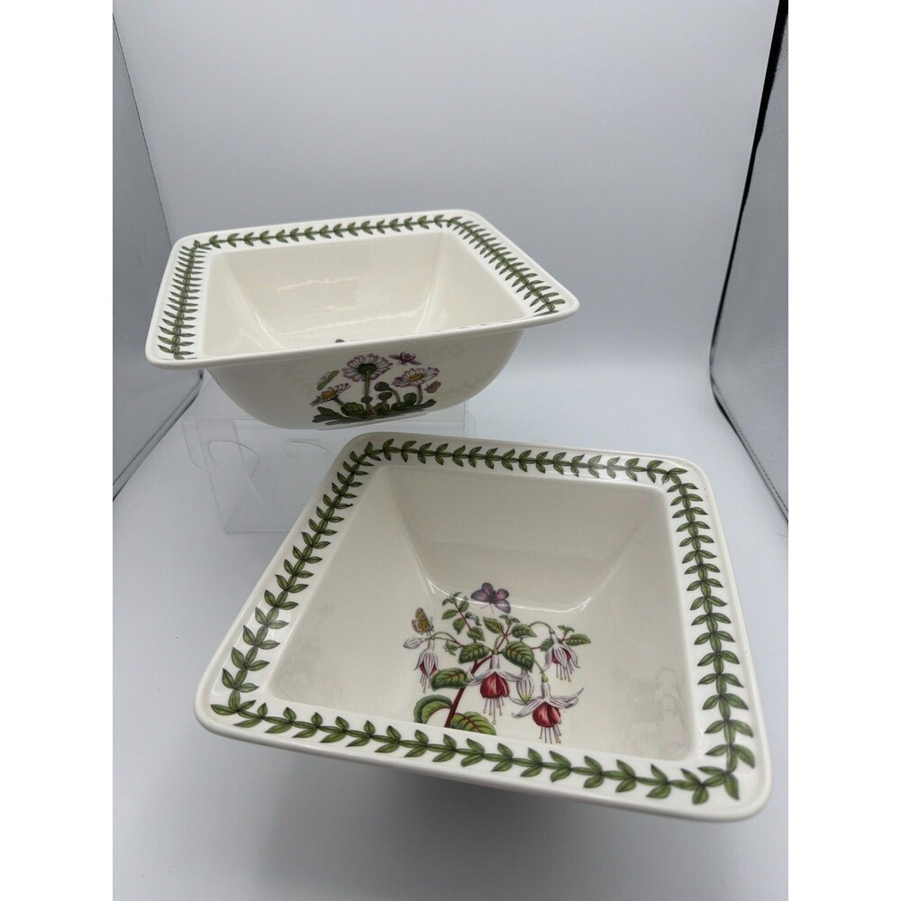 Portmeirion Botanic Garden Square Serving‎ Bowls Floral Set of 2